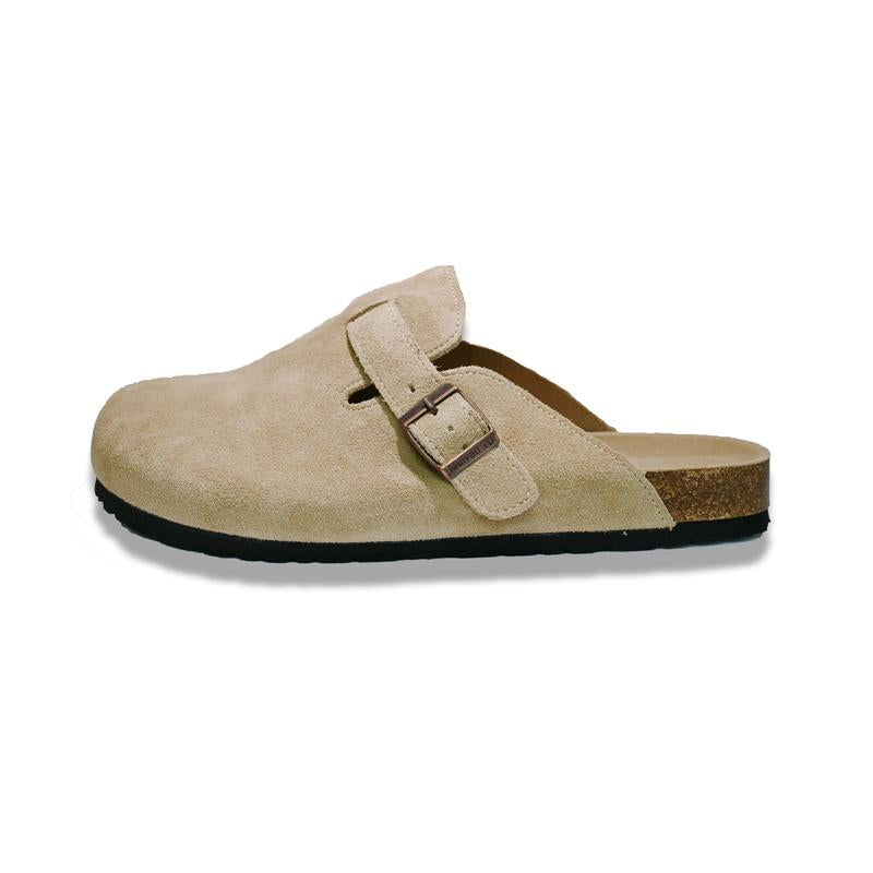Women Men round Toe Cork Footbed Clogs Fashion Suede Shoes Slide Outdoor Slippers with Strap Adjustable Flat Buckle Clogs Retro Fashion Walking Shoes Slippers