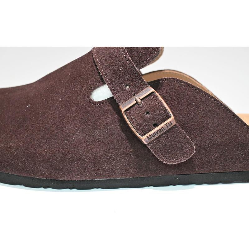Women Men round Toe Cork Footbed Clogs Fashion Suede Shoes Slide Outdoor Slippers with Strap Adjustable Flat Buckle Clogs Retro Fashion Walking Shoes Slippers