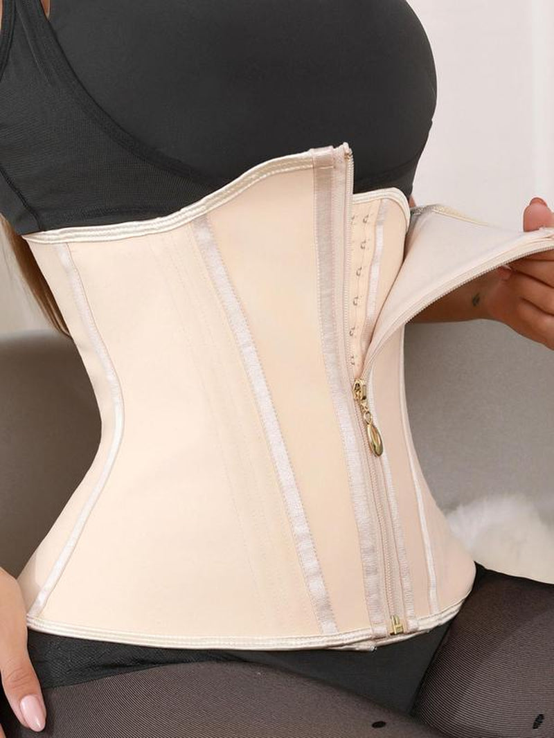 Women'S Solid Zipper Front Waist Trainer, High Stretch Tummy Control Shaper, Tummy Tuck Shaper for Postpartum Recovery, Body Shapewear, Corset Waist Trainer Shaper, Shapewear for Women, Highwaist Girdle