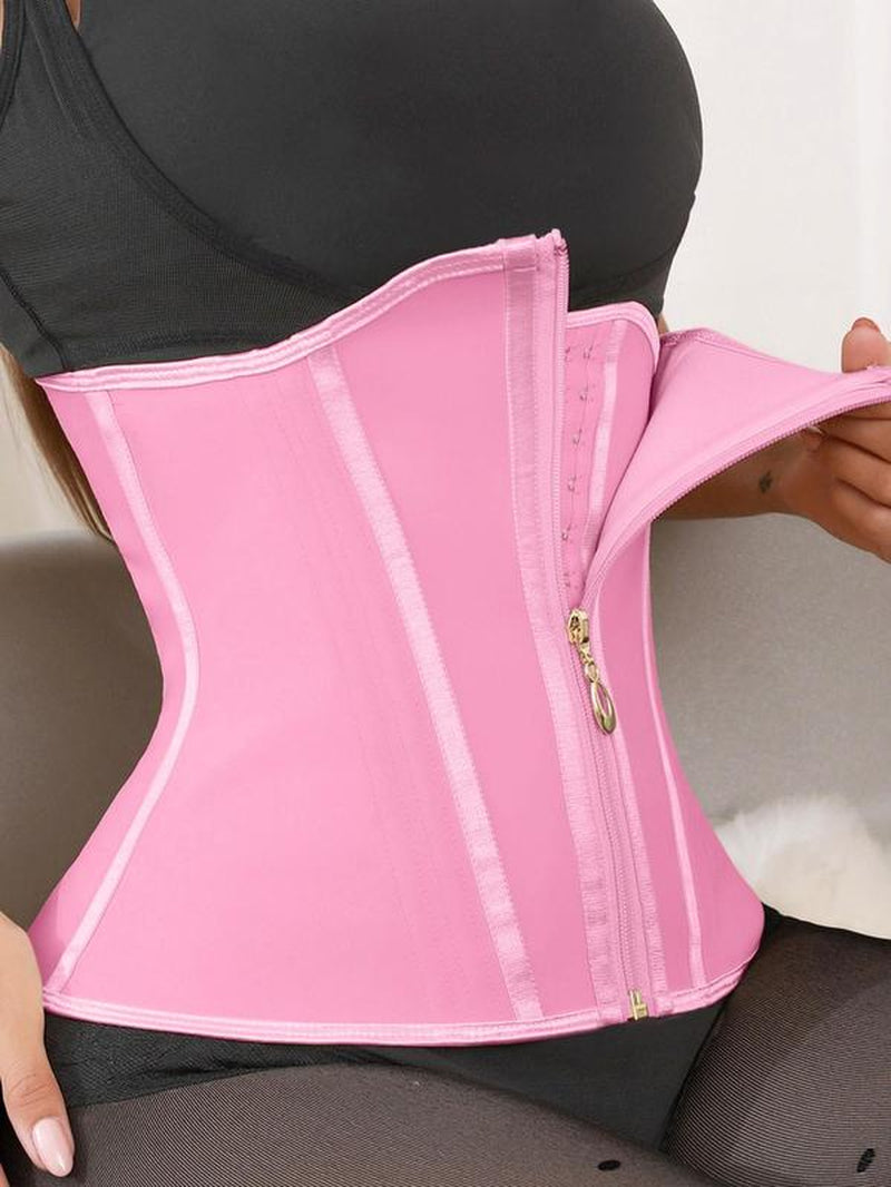 Women'S Solid Zipper Front Waist Trainer, High Stretch Tummy Control Shaper, Tummy Tuck Shaper for Postpartum Recovery, Body Shapewear, Corset Waist Trainer Shaper, Shapewear for Women, Highwaist Girdle
