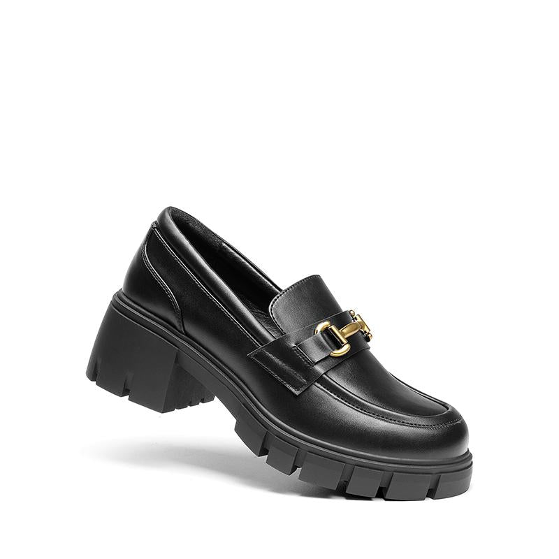 Dream Pairs Women'S round Toe Chunky Slip-On Loafers with Horse-Bit Accent for Casual Occasions