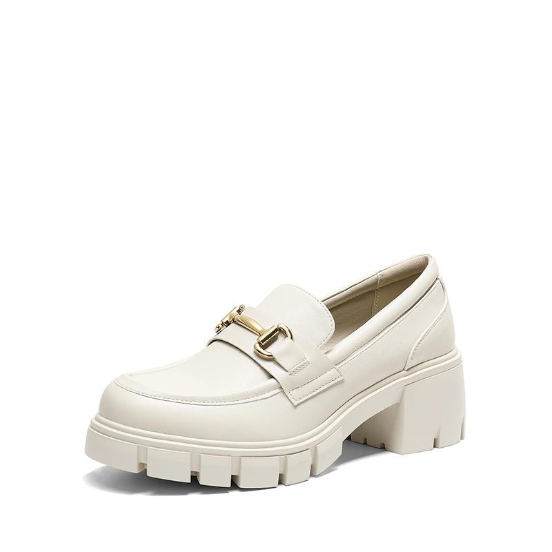 Dream Pairs Women'S round Toe Chunky Slip-On Loafers with Horse-Bit Accent for Casual Occasions