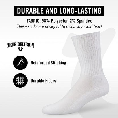 True Religion Mens Socks 8 Pairs Crew Socks for Men Premium Athletic Men'S Socks, Shoe Size 8-12