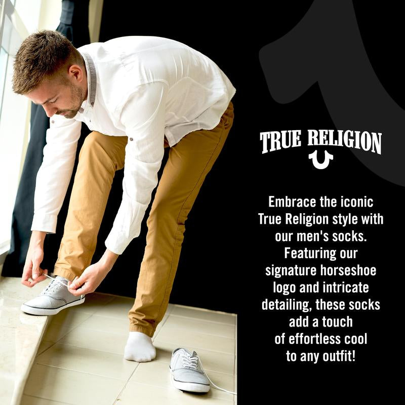True Religion Mens Socks 8 Pairs Crew Socks for Men Premium Athletic Men'S Socks, Shoe Size 8-12
