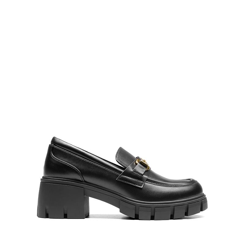 Dream Pairs Women'S round Toe Chunky Slip-On Loafers with Horse-Bit Accent for Casual Occasions