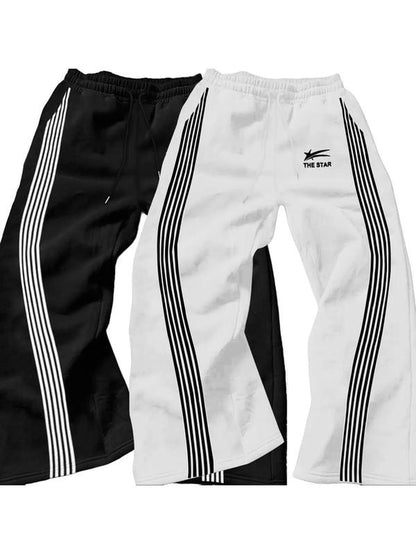 Men'S Letter & Striped Print Drawstring Waist Sweatpants, Casual Comfy Regular Fit Trousers for Fall & Winter, Pants for Men, Men'S Fall Soft Fabric Functional Pockets Bottoms for Daily Wear, Work Pants Men, Workout Clothes, Sports Pants