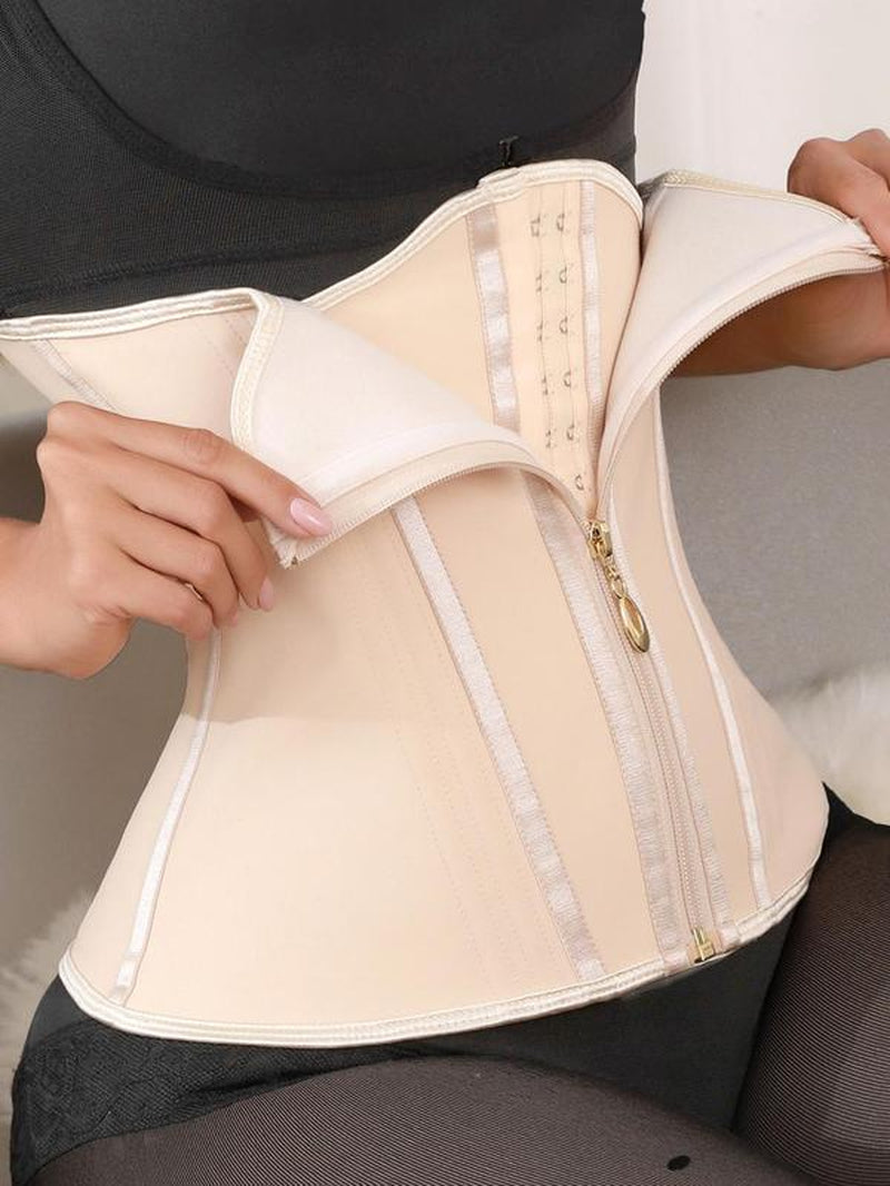 Women'S Solid Zipper Front Waist Trainer, High Stretch Tummy Control Shaper, Tummy Tuck Shaper for Postpartum Recovery, Body Shapewear, Corset Waist Trainer Shaper, Shapewear for Women, Highwaist Girdle
