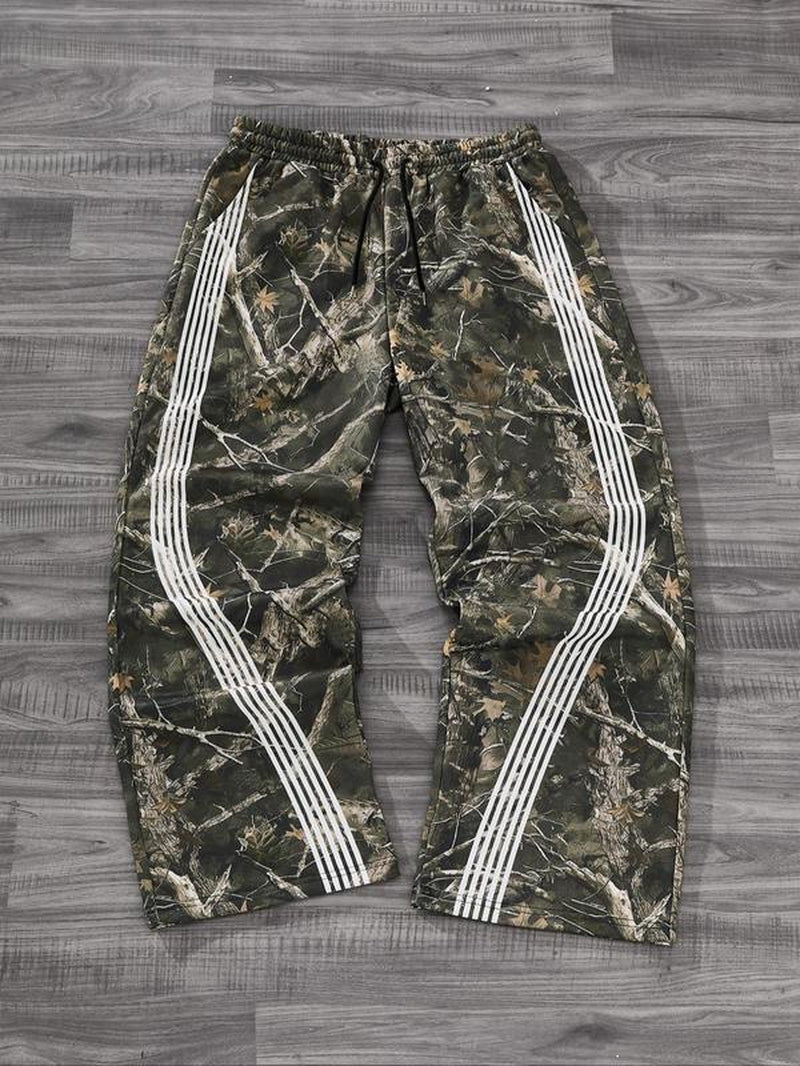 Men'S Letter & Striped Print Drawstring Waist Sweatpants, Casual Comfy Regular Fit Trousers for Fall & Winter, Pants for Men, Men'S Fall Soft Fabric Functional Pockets Bottoms for Daily Wear, Work Pants Men, Workout Clothes, Sports Pants