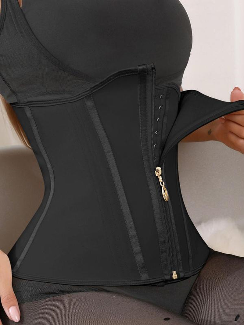 Women'S Solid Zipper Front Waist Trainer, High Stretch Tummy Control Shaper, Tummy Tuck Shaper for Postpartum Recovery, Body Shapewear, Corset Waist Trainer Shaper, Shapewear for Women, Highwaist Girdle