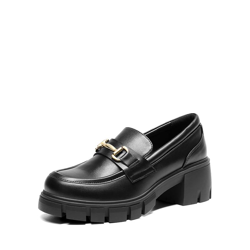 Dream Pairs Women'S round Toe Chunky Slip-On Loafers with Horse-Bit Accent for Casual Occasions