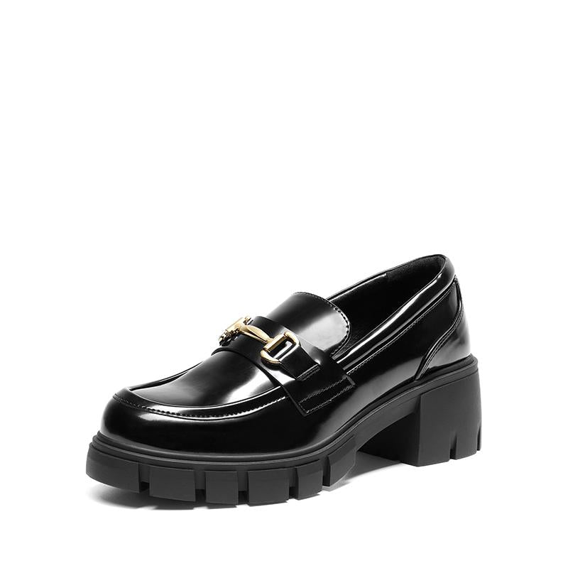 Dream Pairs Women'S round Toe Chunky Slip-On Loafers with Horse-Bit Accent for Casual Occasions