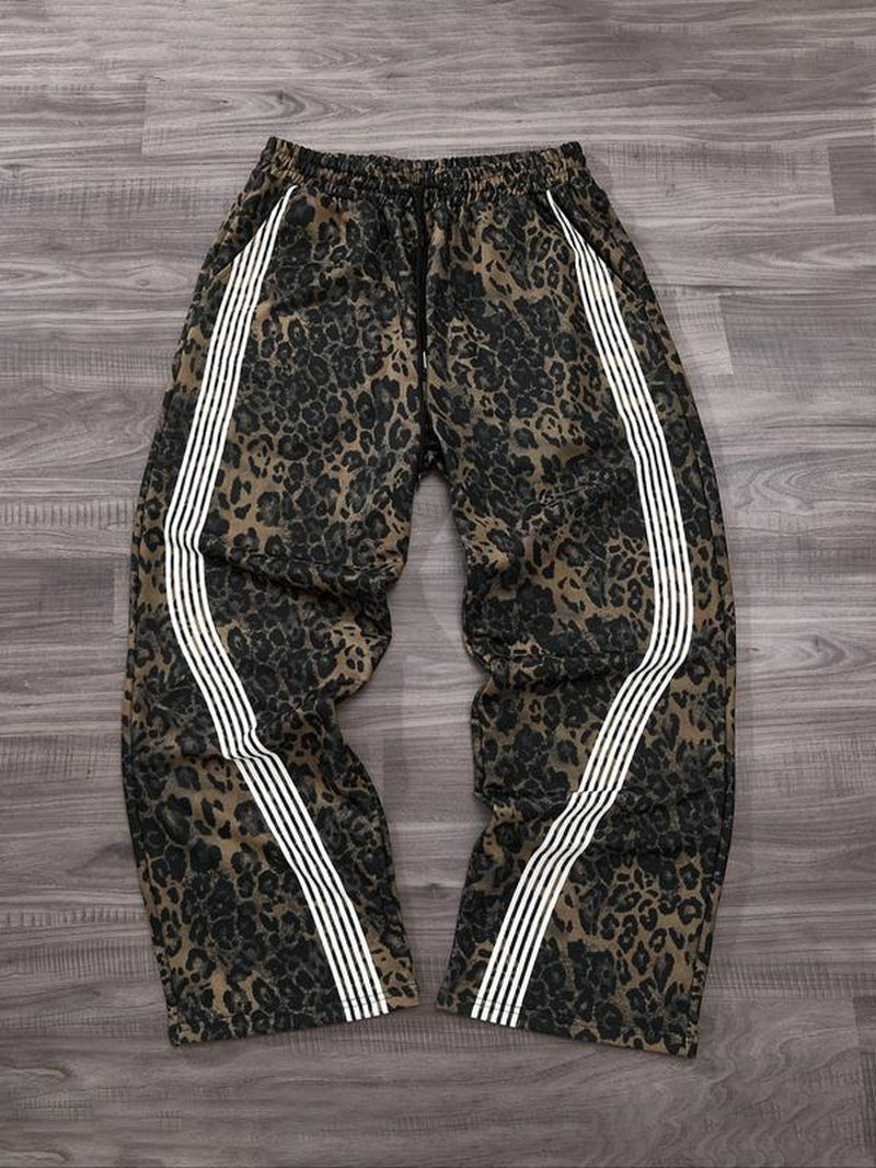 Men'S Letter & Striped Print Drawstring Waist Sweatpants, Casual Comfy Regular Fit Trousers for Fall & Winter, Pants for Men, Men'S Fall Soft Fabric Functional Pockets Bottoms for Daily Wear, Work Pants Men, Workout Clothes, Sports Pants